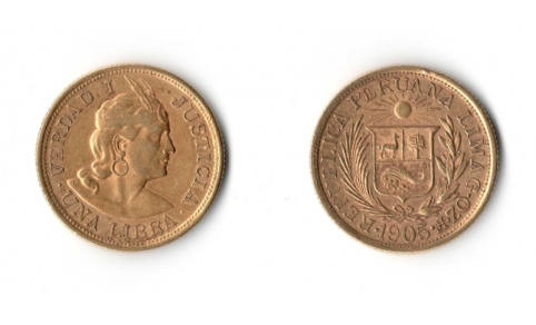 Perù 1 libra 1905 BB+