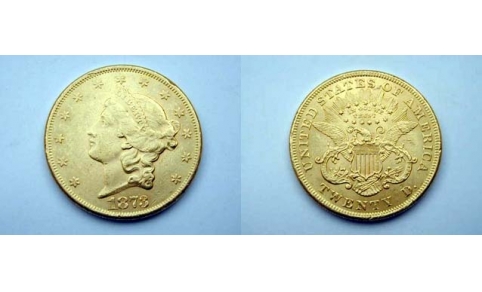 Stati Uniti, 20 Dollari Liberty 1873 Raro qSPL