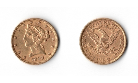 Stati Uniti, 5 Dollari 1899 Liberty BB+/qSPL