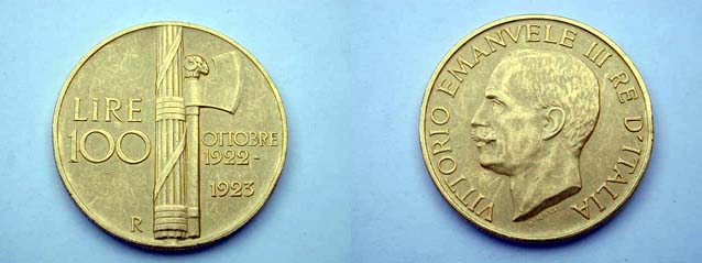 Vitt. Eman. III,  100 Lire 1923 Fascione Raro qSPL/SPL