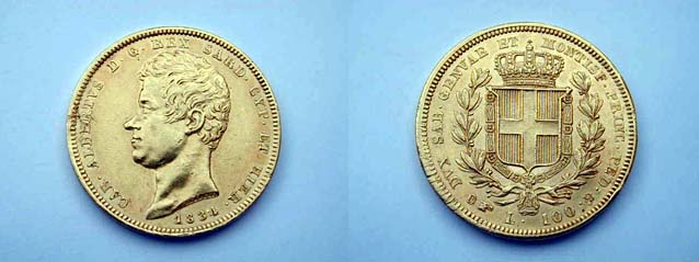 100 Lire 1834 Torino. BB+/qSPL
