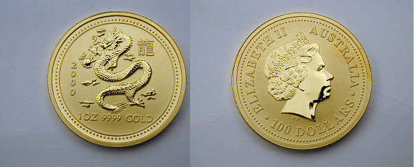 Australia, Elisabetta II 100 Dollari 2000 Drago FDC