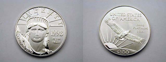 Stati Uniti, 100 Dollari 1998 Platino FDC
