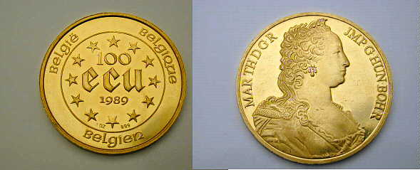 Belgio, 100 Ecu 1989 FDC
