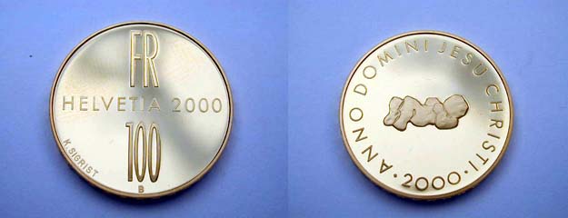Svizzera, 100 Franchi 2000 Messia Molto Raro FDC