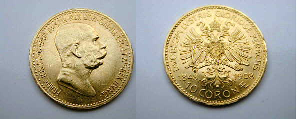 Austria, 10 Corone 1908 60 Anniv. Regno qFDC/FDC