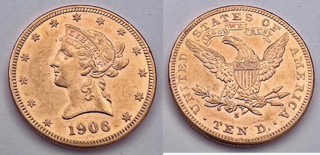 Stati Uniti, 10 Dollari 1906 San Francisco (Liberty) qFDC