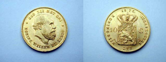 Olanda, Guglielmo III 10 Gulden 1875 FDC