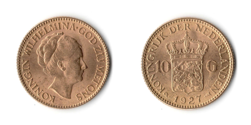 Olanda, Guglielmina 10 Gulden 1927 (4° tipo) FDC