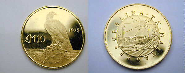 Malta, 10 Pounds 1975