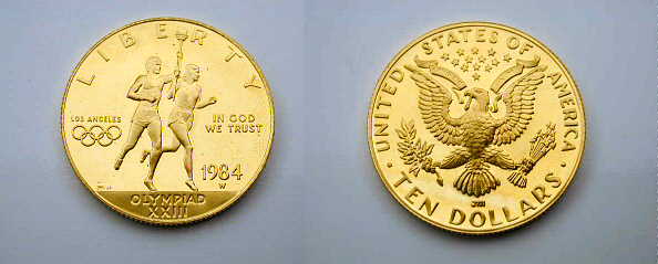 Stati Uniti, 10 Dollari 1984 W Olimpiadi Los Angeles FDC