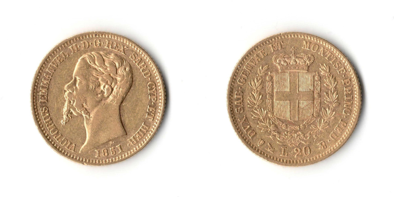 20 Lire 1851 Genova qSPL