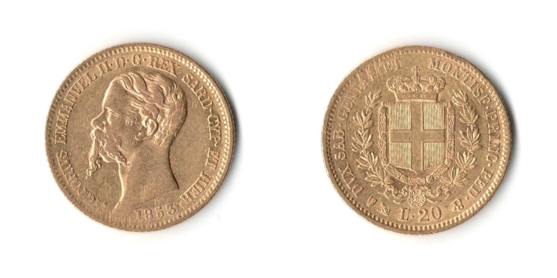 20 Lire 1853 Genova qSPL