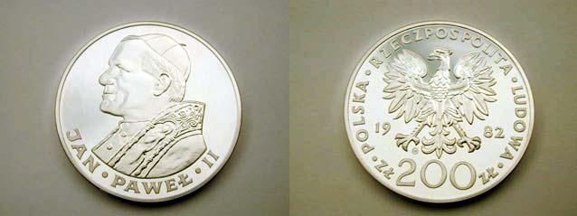 Polonia, 200 Zlotych 1982 Giovanni Paolo II Raro FS, astuccio e
