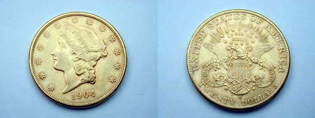 Stati Uniti, 20 Dollari 1904 San Francisco Liberty BB+
