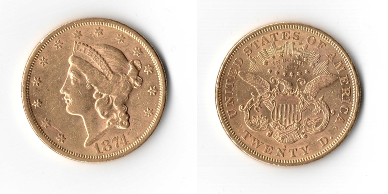 Stati Uniti, 20 Dollari 1874 San Francisco Raro SPL+