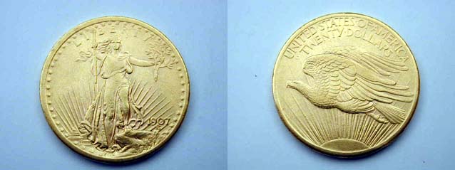 Stati Uniti, 20 Dollari 1907 St. Gaudens senza motto qFDC