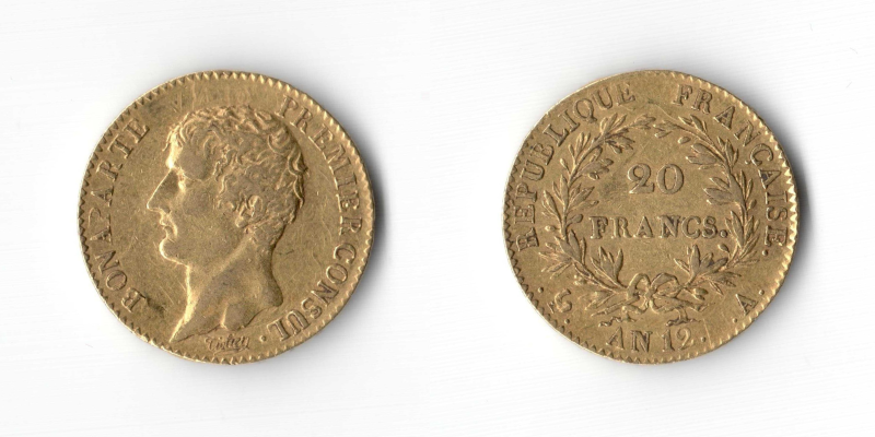 Francia, Bonaparte Console 20 Franchi AN. 12 A SPL