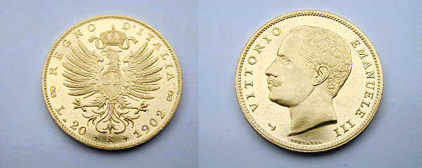 Vitt. Eman. III, 20 Lire 1902 (Ancoretta) R4 FDC Conserv. Eccezi