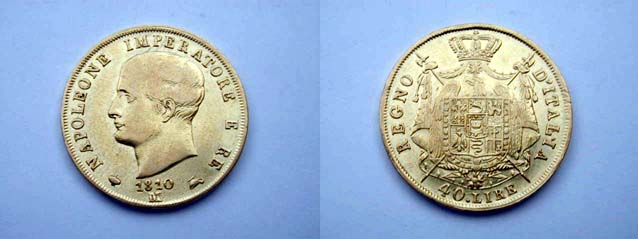 Milano, Napoleone I Re d' Italia 40 Lire 1810 qSPL