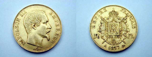 Francia, Napoleone III 50 Franchi 1857 A BB+/qSPL