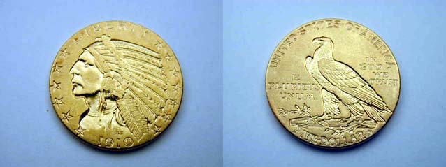 Stati Uniti, 5 Dollari 1910 Indiano SPL+