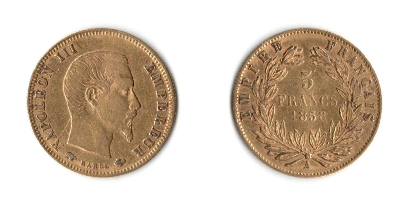 Francia, Napoleone  III 5 Franchi 1858 A BB
