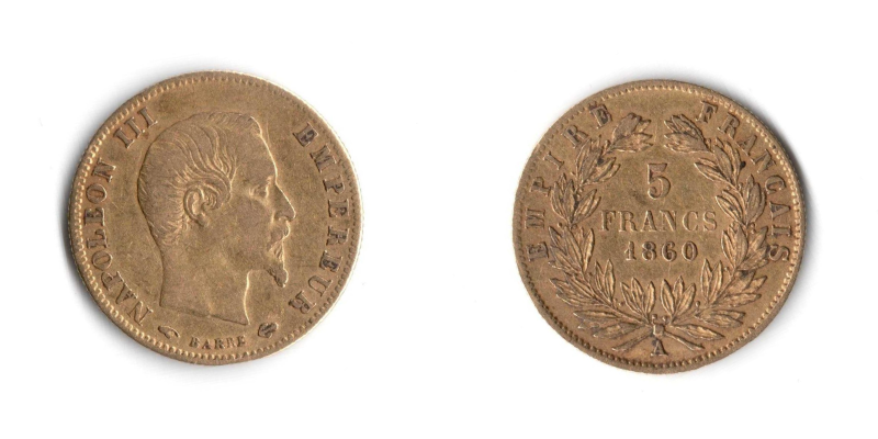 Francia, Napoleone  III 5 Franchi 1860 A BB+