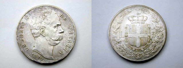 Umberto I, 5 Lire 1879 SPL