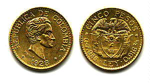 Colombia, Repubblica 5 Pesos 1924 FDC