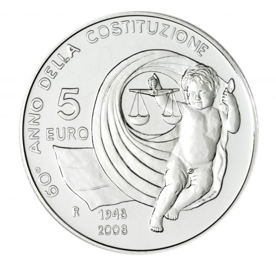 2008 5 Euro Costituzione FDC