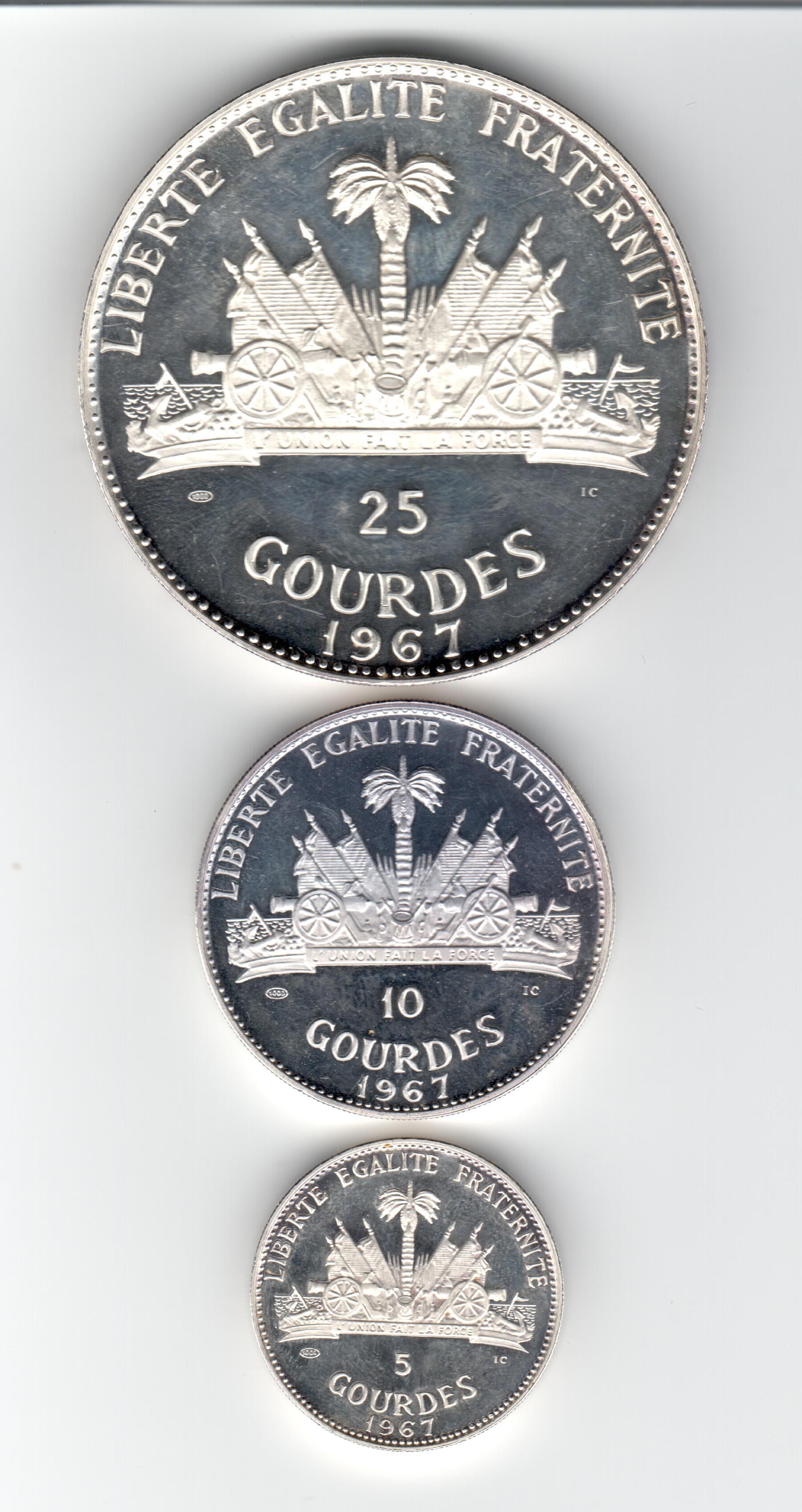 Haiti, Serie argento 3 valori, 1967
