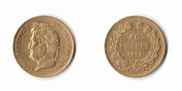 Francia, Luigi Filippo I 40 Franchi 1831 A BB+
