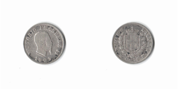 Vittorio Emanuele II. 50 Cent 1863, Milano. BB Raro